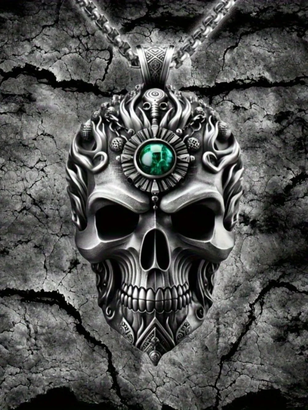 Mens skeleton monk pendant necklace 316L stainless steel gothic